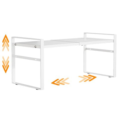 Expandable Cabinet Shelf Organizer Riser for Kitchen Pantry Cupboard Under Sink Countertop,Kitchen Cabinet Shelf (White) | Expandable - color: White