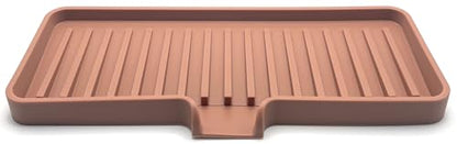 Silicone Soap Dish Tray and Sponge Holder with Drain Chute, Rectangular, Kitchen and Bathroom Sink Organizer (Mocha, 9"x3.5") - color: Mocha, size: (MD) 9"x3.5"