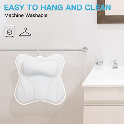 Bath Pillow for Tub Luxury Bathtub Pillow for Head and Neck 4D Air Mesh Spa Bath Tub Pillow Headrest with Non-Slip 6 Strong Suction Cups Bathtub Pillow Soaking Tub Bathroom Bath Gifts
