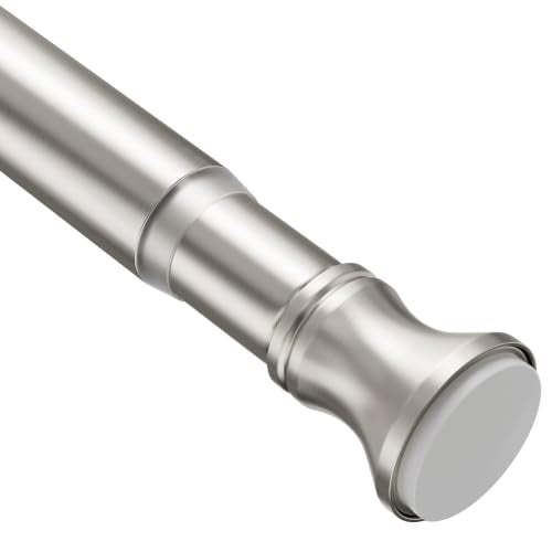 Amazer Shower Curtain Rod, Adjustable 33-90 Inch Spring Tension Curtain Rod, Anti-Slip Tension Rod No Drilling, Heavy Duty Shower Rods for Bathroom, Windows, Closet, Brushed Nickel - color: Nickel, size: 33-90 Inches