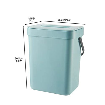 Small Kitchen Compost Bin, 3L Kitchen Waste Bin Wall Mounted Trash Can with Lid PP Material for Bathroom Kitchen Use (blue)
