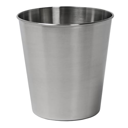 happimess Nolan 2 Gal Smooth Steel Wastebasket, Brushed Steel | 10" Height, Lidless Open Top, Fingerprint Resistant, Mechanical Polishing, Small Space Design - color: Brushed Steel, size: Set of 1