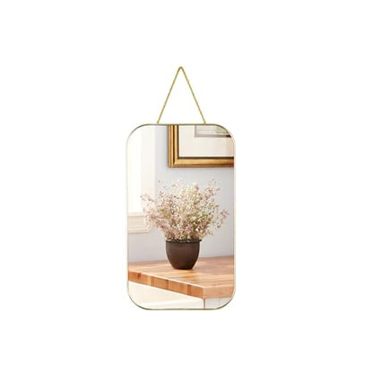 Gold Rectangular Wall Mirror, 15.6x9.2 Inch Modern Decorative Wall Mirror, Suitable for Bathrooms, Hallways, Entryways, and Other Spaces(15.6x9.2 inch) (Gold)