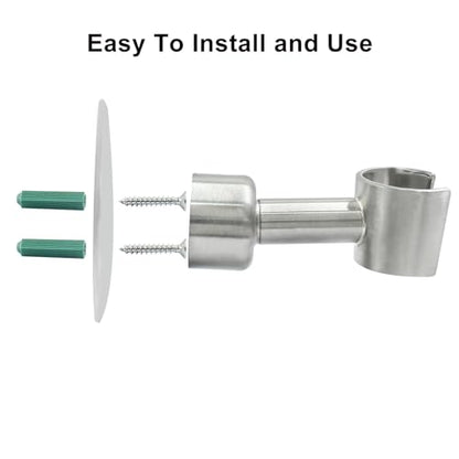 304 Stainless Steel Shower Head Holder Bracket, Brushed Nickel | 360° Adjustable, Sturdy Wall Mount, Handheld Bathroom Shower, Screw Installation