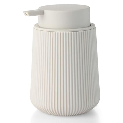 YAUKPH Striped Liquid Hand Soap Dispenser Beige | with Leak-Proof Pump for Bathroom and Kitchen Countertop 11oz - color: Beige, size: Liquid Dispenser