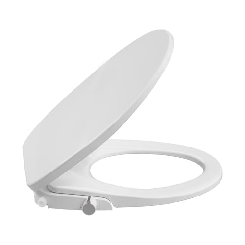 Garvee Non-Electric Bidet Toilet Seat for Round Toilets – Dual Nozzle System, Manual Control, Cold Water Bidet Attachment, Easy to Install, White - size: Round (17″)-1
