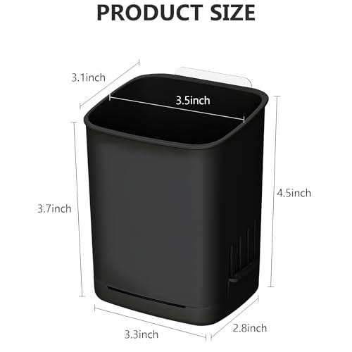 2 Pack Wall Mounted Toothbrush Holders，Removable Drill-Free Wall Shower Holder for Toothbrush,Toothpaste, Razor, Self-draining Self Adhesive Cup in Shower, Kitchen Tableware Organizer (Black - color: Black-2pcs