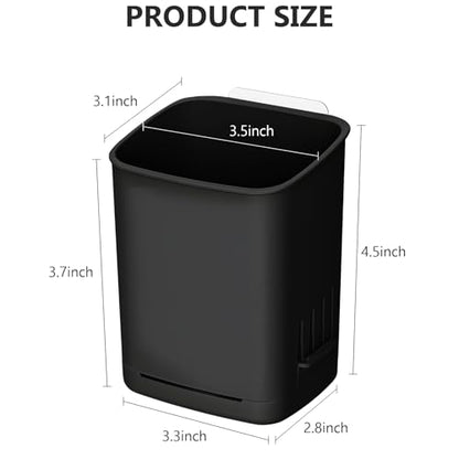 Toothbrush Holder Cup Wall Mounted Drill-Free for Bathroom Shower Electric Toothbrush Toothpaste Razor Holder Removable Waterproof Sturdy Self Draining, Tableware Holder for Kitchen(1pcs&Black) - color: Black-1pcs