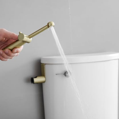 Brushed Gold Handheld Bidet Sprayer Brass Bathroom Toilet Sprayer Bidet | Handheld Bidet Sprayer Attachment Set for Toilet Baby Cloth Diaper Spraying Kit for Pet Bathing and Feminine Care BATHLAVISH - color: Brushed Nickel