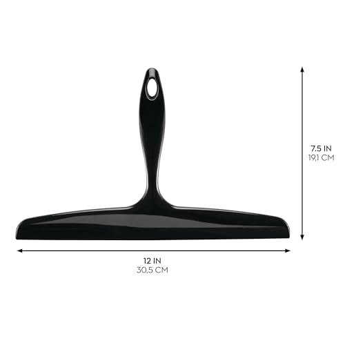 iDesign Bathroom Plastic Shower Squeegee, Black | Wall Hook Included - color: Black, style: Pack of 1