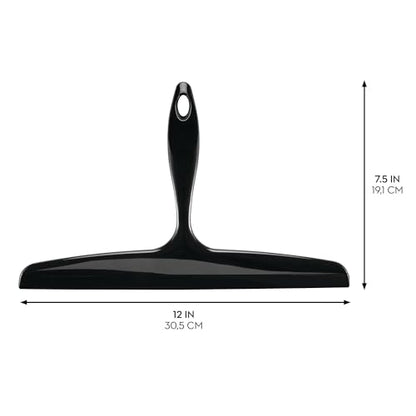 iDesign Bathroom Plastic Shower Squeegee, Black | Wall Hook Included - color: Black, style: Pack of 1