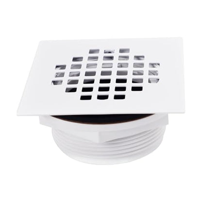 Westbrass D206PS-50 4-1/4" Square Grate Shower Drain Cover with 2" SCH 40 PVC Drain Pipe, Powder Coat White - color: Powder Coat White