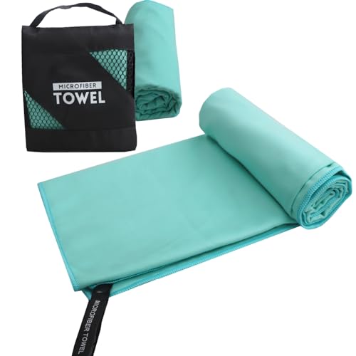 Camping Towel Super Absorbent, 30 x 60 Inches Quick Dry Microfiber Towel for Travel, Camper, Gym, Yoga - Ultra Compact Beach Towel Lightweight for Sports, Beach, Swimming, Backpacking (Lake Blue) - color: Lake Blue, size: 30" x 60"