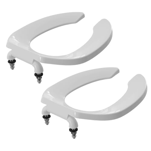 Commercial Heavy Duty Open Front Toilet Seat Without Cover, Thickened Material, Never Loosen, ELONGATED, White(18.5”), 2-Pack - size: Elongated-2-Pack