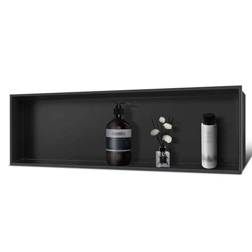37"×13" Shower Niche Insert Tile Ready Black Stainless Steel | Insert Tile Ready, Versatile Use for Bathroom and Livingroom, No Tile Needed, Over Mount Installation, Easy to Clean - color: Black, size: 37" x 13"