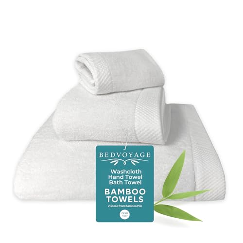 Luxury Bath Towels Set of 3 - Ultra Soft Plush Bathroom Towel Set - Highly Absorbent Viscose from Bamboo Bath Towels, 3pc Spa Towel for Body - White - color: White, size: 3 pieces