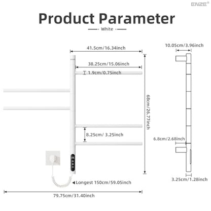 Smart Rotating Heated Towel Rack, White | 5-Bar Electric, Swivel Bars, Wi-Fi App Control, 24H Timer, Stainless Steel - color: White 16.34"x26.77"
