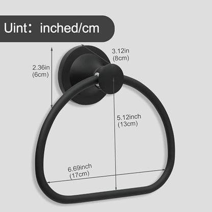 Black Bathroom Hand Towel Holder, Matte Black Towel Ring Holder, Wall Mounted Towel Rack Hanger Home Half Round Bathroom Hardware Accessory Modern - color: Black