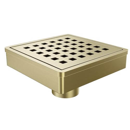 4 Inch Shower Drain, Modern 304 Stainless Steel Square Shower Drain | Titanium Gold, Brushed, 4 x 4, with Grate Removable,Hair Strainer, for Bathroom, Kitchen, Balcony, Remodel Shower, Tile Floor - color: Brushed Titanium Gold, size: 4in