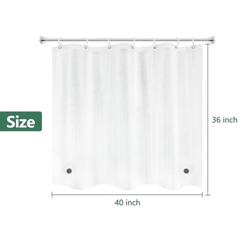 Seenus Waterproof EVA Shower Window Curtain 3D Frosted for Privacy, 40 x 36 inch Bpa-Free Vinyl Shower Curtain Liner Small with 2 Large Magnets, Mini Plastic Bathroom Window Curtain Translucent - color: Frosted, size: 40"W x 36"L (Pack of 1)