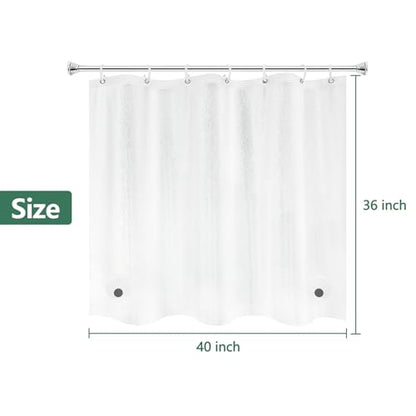 Seenus Waterproof EVA Shower Window Curtain 3D Frosted for Privacy, 40 x 36 inch Bpa-Free Vinyl Shower Curtain Liner Small with 2 Large Magnets, Mini Plastic Bathroom Window Curtain Translucent - color: Frosted, size: 40"W x 36"L (Pack of 1)