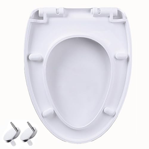 Quiet Close Soft Close Toilet Seat with Quick Release & 360° Adjustable Stainless Steel Hinge - Easy Installation & Cleaning