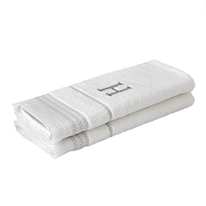 SKL Home Casual Monogram Hand Towel Set, H, 16x26, White 2 Count - color: Casual Monogram Hand Towel Set, size: Hand Towel Set, style: H