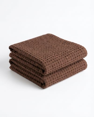 Bamboo Viscose Waffle Bath Towels - Pack of 4 - Brown - 250 GSM – 100% Viscose Derived from Bamboo - Quick-Dry Waffle Weave - Spa & Gym Ready - Oeko-TEX Certified – Absorbent - Breathable - color: Brown
