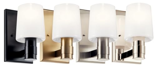Kichler Adani 8.5" 1-Light Wall Sconce Light, Polished Nickel | Opal glass creates soft ambient lighting for bathrooms, kitchens, bedrooms and hallways, 55174PN - color: Polished Nickel, size: 8.5"