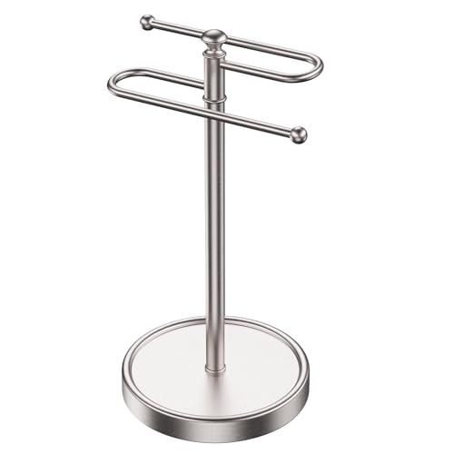 Hand Towel Holder, 304 Stainless Steel Heavy Duty S Shape Hand Towel Stand Free Standing Towel Bar for Bathroom Kitchen Countertop - color: Nickel