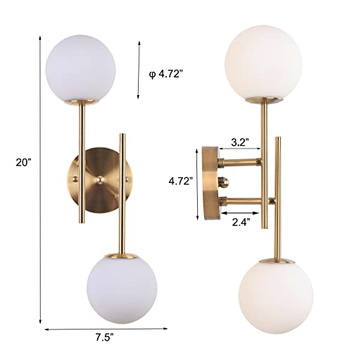 BYOLIIMA Gold Globe Wall Sconce, 7.5" W x 20" H, G9 Base, Compatible with LED or Halogen Bulbs, Perfect for Bathroom, Kitchen, Living Room, Home Office, Lobby, Bedroom - color: Gold