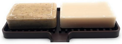 Silicone Soap Dish Tray and Sponge Holder with Drain Chute, Rectangular, Kitchen and Bathroom Sink Organizer (Dark Chocolate, 9"x3.5") - color: Dark Chocolate, size: (MD) 9"x3.5"