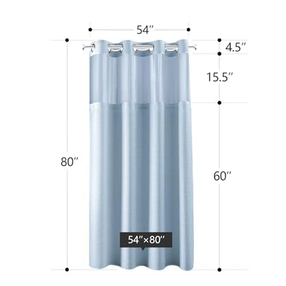 River Dream Cotton Blend Shower Curtain Set with Liner, Misty Blue, 54x80 | Waffle Weave, No Hook Needed, with Snap in Replacement Liner, Top Sheer Window, Hotel Quality Fabric for Bathroom - color: Misty Blue, size: 54"W x 80"L (Pack of 1)