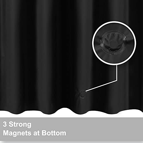 Barossa Design 54W x 78H Stall Shower Curtain Liner PEVA Plastic, Black | Waterproof PEVA, 3 Bottom Magnets, Metal Grommets, Lightweight Plastic Shower Liner 54x78 Inches for Bathroom Stall - color: Black, size: 54"W x 78"L (Pack of 1)