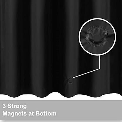 Barossa Design 54W x 78H Stall Shower Curtain Liner PEVA Plastic, Black | Waterproof PEVA, 3 Bottom Magnets, Metal Grommets, Lightweight Plastic Shower Liner 54x78 Inches for Bathroom Stall - color: Black, size: 54"W x 78"L (Pack of 1)
