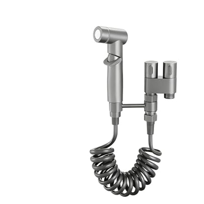 Generic Toilet Faucet Splitter 2-Way Double Faucet Adapter, 1-in-2-Out Dual Control Valve Handheld Bidet Sprayer, Stainless Steel & Brass, Black, Bathroom Accessory（Gray）