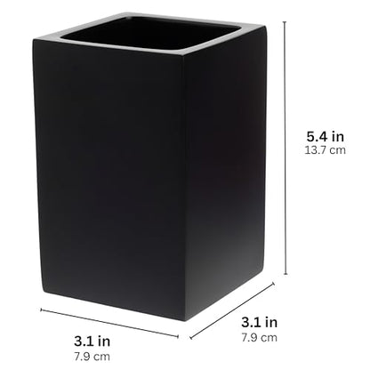 Yew Design Matte Black Bathroom Toothbrush Holder Cup - Square - color: Square Matte Black