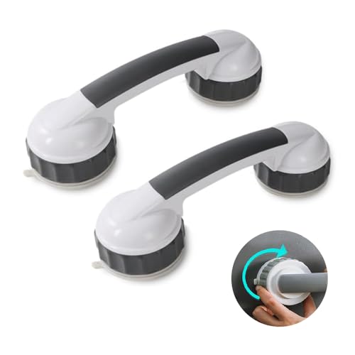 2Pack of 3Inch with Twist for Stronger ADA Shower Handles for Elderly Suction Shower Grab Bars for Seniors Handicap Safety Handrail for Bathtubs Safety Shower Grab Bars