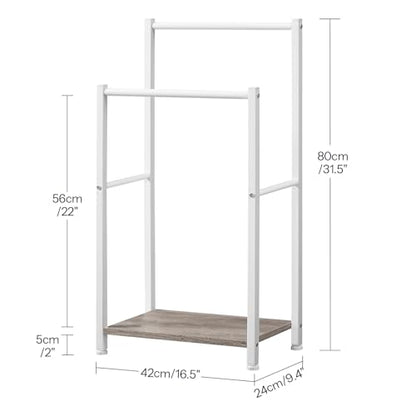 HOOBRO Free Standing Towel Rack for Bathroom, 2 Tier Blanket Rack, 16.5" L x 9.4" W x 31.5" H, Blanket Holder, Drying and Display Rack with Shelf, White and Grey WG02LB01 - color: White + Grey, size: 16.5"L x 9.4"W x 31.5"H