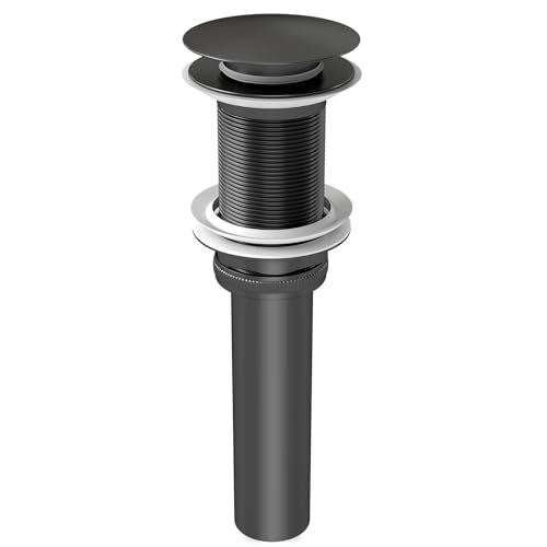 Bathroom Sink Drain Without Overflow, Pop Up Sink Drain, Matte Black | Vessel Sink Drain No Overflow, All Metal Stainless Steel Pop Up Bathroom Sink Stopper, Lavatory Vanity Sink Drain Assembly