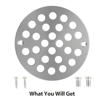 4 Inch Shower Drain Cover,Round Screw-in Floor Drain Cover,Easy-to-Install Replacement Cover Brushed Nickel - color: Brushed Nickel, size: 4 inch