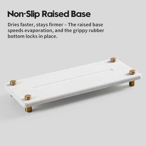 Stone Drying Tray, Gold Sink Caddy, Water Absorbing Faucet Mat Kitchen Sink Organizer, Diatomite Bathroom Counter Coaster, Soap Dish Rack Riser Dispenser Sponge Holder, Beige 10" x 4" - color: 10"x 4" - Beige - Gold