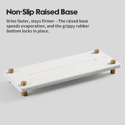 Stone Drying Tray, Gold Sink Caddy, Water Absorbing Faucet Mat Kitchen Sink Organizer, Diatomite Bathroom Counter Coaster, Soap Dish Rack Riser Dispenser Sponge Holder, Beige 10" x 4" - color: 10"x 4" - Beige - Gold