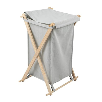 Household Essentials X-Frame Wood Laundry Hamper, Folding Wood Frame with Washable Gray Poly-Cotton Bag Large - color: Gray, style: Hamper