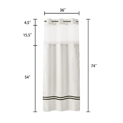 River Dream Stall Shower Curtain with Snap in Liner,No Hooks Needed Shower Curtain for Bathroom,Hotel Grade,Machine Washable,36" W×74" H,White,with Black Stripe and Magnets - color: Black Stripe, size: 36"W x 74"L (Pack of 1)