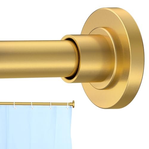 CorkLatta Gold Shower Curtain Rod 31 to 92 Inch,1 Inch Diameter Adjustable Spring Tension Stainless Steel Telescoping Rod,Easy Install,No Rust - color: Gold, size: 31-92