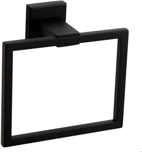 Towel Ring Stainless Steel Square Towel Rack Bathroom Vanity Towel Hanging Ring Hand Towel Holder for Bathroom Wall Hand Towel Holder -Towel Ring Black