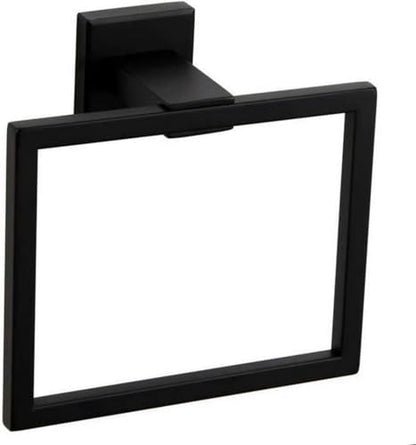 Towel Ring Stainless Steel Square Towel Rack Bathroom Vanity Towel Hanging Ring Hand Towel Holder for Bathroom Wall Hand Towel Holder -Towel Ring Black
