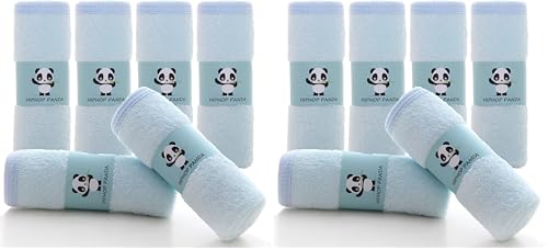HIPHOP PANDA Baby Washcloths, Rayon Made from Bamboo - 2 Layer Ultra Soft Absorbent Newborn Bath Face Towel - Reusable Baby Wipes for Delicate Skin - Blue, 12 Pack - color: Blue, size: 10x10 Inch - 12 Pack