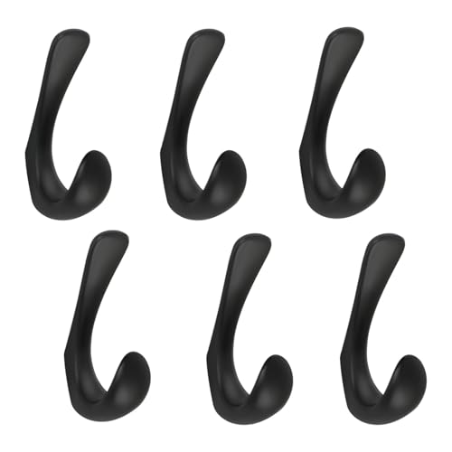 6 Pack Towel Hooks for Bathrooms Wall Mounted, Matte Black Bathroom Hooks for Towels, Robe & Towel Hook for Wall, Modern Black Bath Towel Hook - color: Matte Black, size: 6 Pack